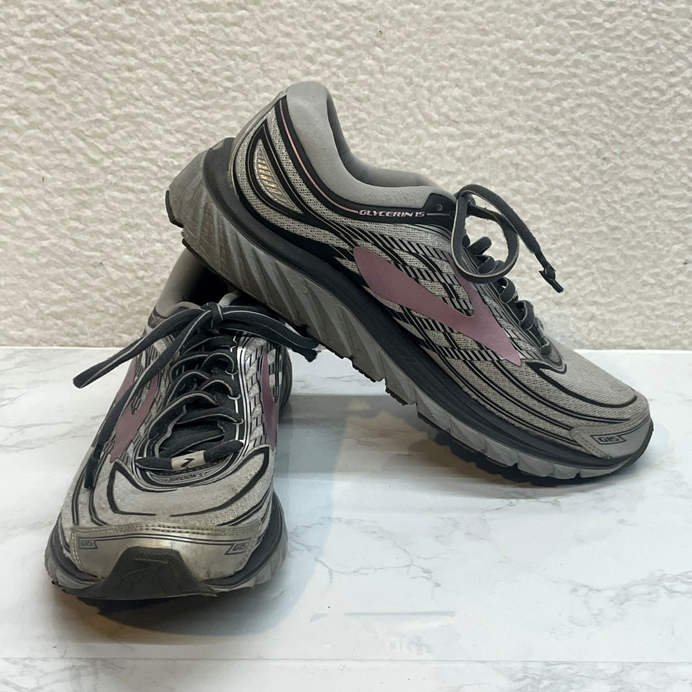 Brooks Glycerin 15 Shoes Womens Size 10 Gray Pink Super DNA Running Sneakers